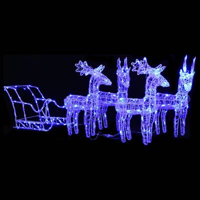 vidaXL Decoración navideña renos y trineo acrílico 280x28x55 cm