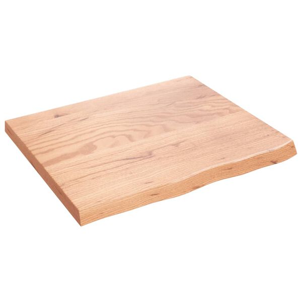 vidaXL Encimera baño madera maciza tratada marrón claro 60x50x(2-4) cm