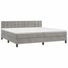 vidaXL Cama box spring colch&oacute;n y LED terciopelo gris claro 200x200 cm