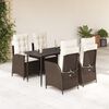 vidaXL Set comedor de jard&iacute;n 5 piezas y cojines rat&aacute;n sint&eacute;tico marr&oacute;n