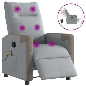 vidaXL Sill&oacute;n reclinable de masaje el&eacute;ctrico tela gris claro