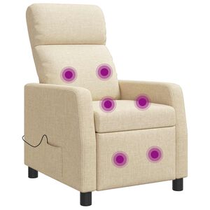 vidaXL Silla de masajes reclinable Crema Tela