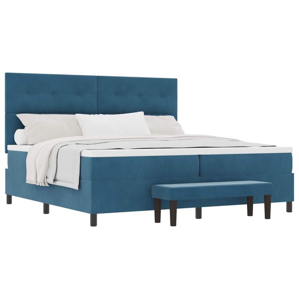 vidaXL Cama tipo Box Spring Azul oscuro 200 x 200 cm Terciopelo
