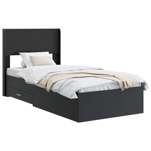 vidaXL Estructura de cama con almacenamiento y cabecero Negro