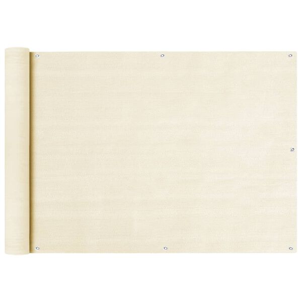 vidaXL Toldo para balcón HDPE crema 75x600 cm