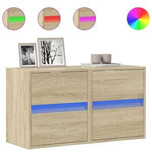 vidaXL Muebles de TV de pared luces LED 2 uds roble Sonoma 41x31x45 cm