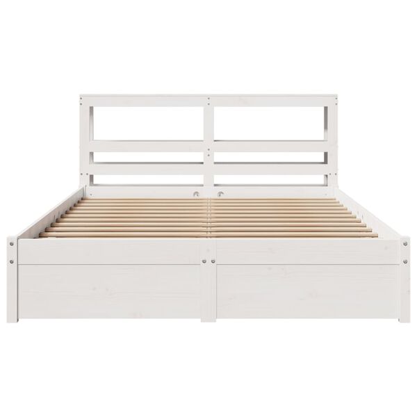 vidaXL Estructura de cama con cabecero sin colch&oacute;n blanco 120x200 cm