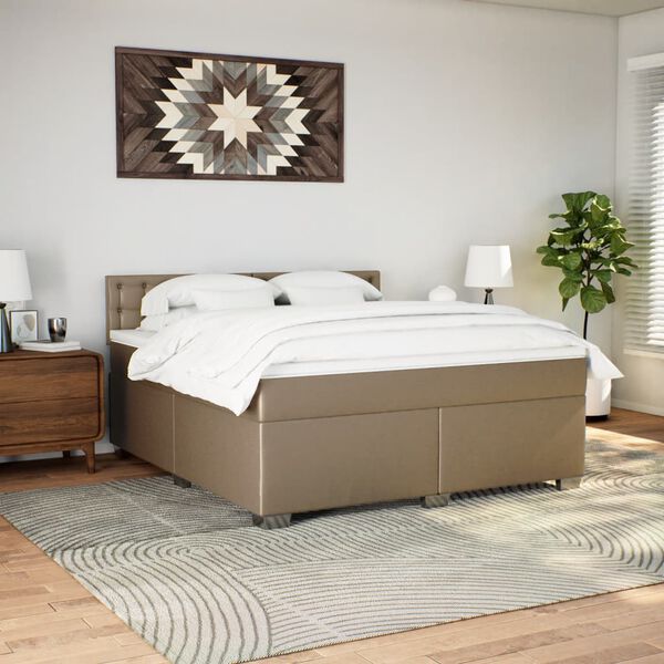 vidaXL Cama box spring con colch&oacute;n cuero sint&eacute;tico capuchino 180x200cm