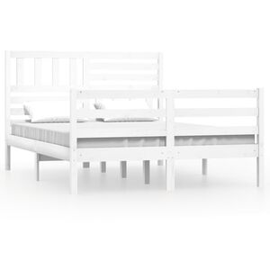 vidaXL Estructura de cama sin colch&oacute;n madera maciza blanco 120x200 cm