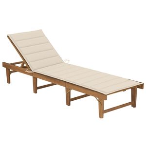 vidaXL Tumbona plegable con coj&iacute;n madera maciza de acacia