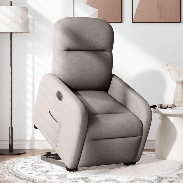 vidaXL Sillón eléctrico reclinable elevable de tela gris taupe