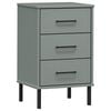 vidaXL Mesita de noche patas de metal madera maciza pino gris OSLO