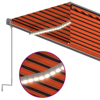 vidaXL Toldo retráctil manual con persiana y LED naranja y marrón 6x3m
