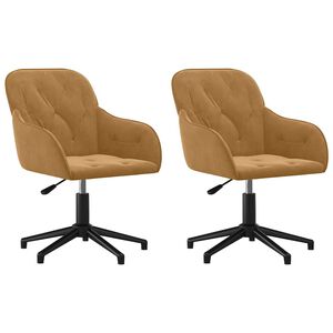 vidaXL Sillas de comedor giratorias 2 unidades terciopelo marr&oacute;n