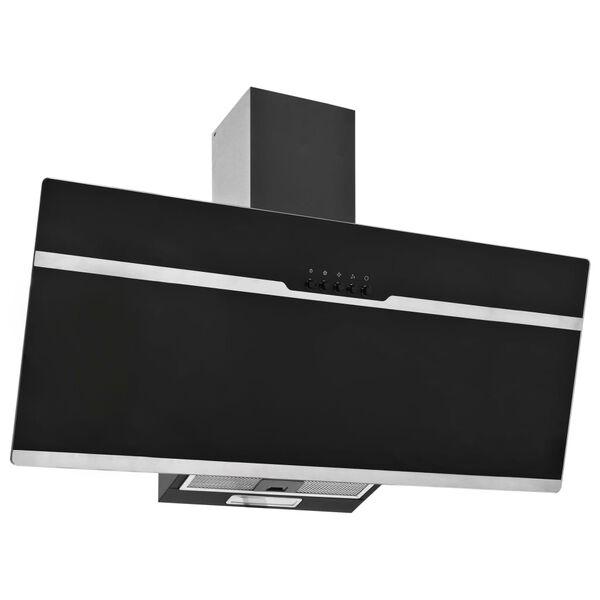 vidaXL Campana extractora RGB de LED acero inox. vidrio templado 90cm