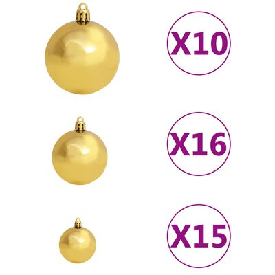 vidaXL Set de bolas de Navidad 120 pzas con pico 300 LED dorado bronce