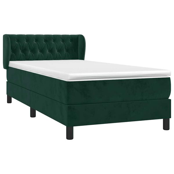 vidaXL Cama box spring con colch&oacute;n terciopelo verde oscuro 100x200 cm