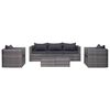 vidaXL Set de muebles de jard&iacute;n y cojines 6 pzas rat&aacute;n sint&eacute;tico gris
