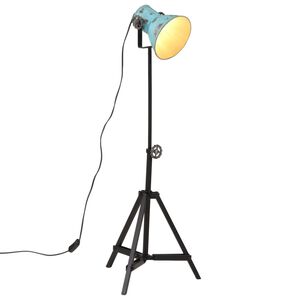 vidaXL L&aacute;mpara de pie azul desgastado 25 W E27 35x35x65/95 cm