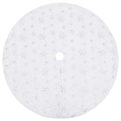 vidaXL Falda del árbol de Navidad de lujo blanca cuero sintético 122cm