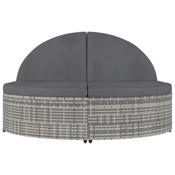 vidaXL Tumbona para 2 personas con cojines rat&aacute;n sint&eacute;tico gris