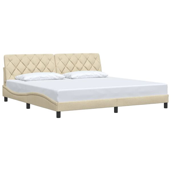 vidaXL Estructura de cama sin colch&oacute;n tela color crema 200x200 cm