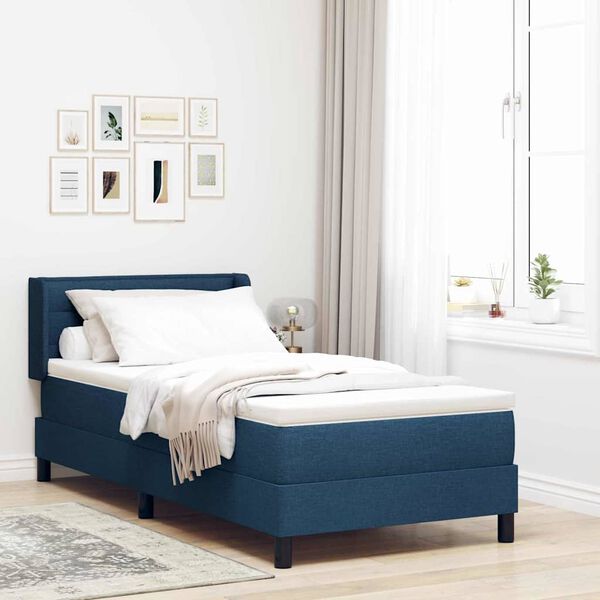 vidaXL Cama tipo Box Spring con colch&oacute;n Azul 200 x 100 cm tela