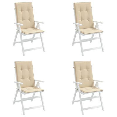 vidaXL Cojín silla de jardín respaldo alto 4 uds tela beige 120x50x3cm