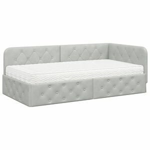 vidaXL Estructura de cama en esquina Gris Claro 90 x 200 cm Terciopelo