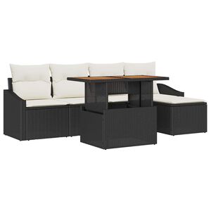 vidaXL Conjunto de Comedor de Jard&iacute;n con coj&iacute;n 6 pcs Negro y crema