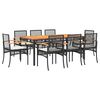 vidaXL Set de comedor de jard&iacute;n 9 pzas y cojines rat&aacute;n sint&eacute;tico negro