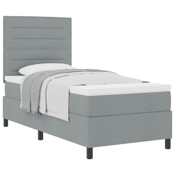 vidaXL Cama tipo Box Spring con colch&oacute;n Gris Claro 90 x 190 cm tela