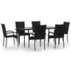 vidaXL Juego de comedor de jard&iacute;n 7 piezas rat&aacute;n sint&eacute;tico negro