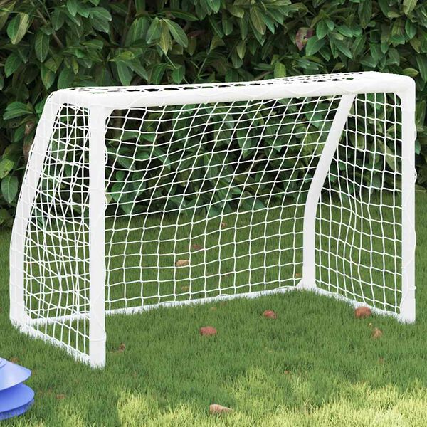 vidaXL Porterías fútbol niños y balón 2 uds metal blanco 64x35x48 cm