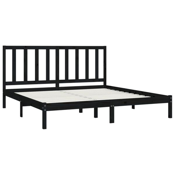 vidaXL Estructura de cama sin colch&oacute;n madera de pino negro 200x200 cm