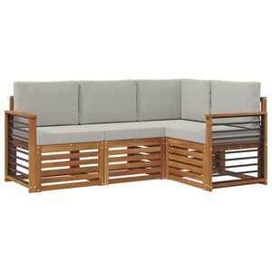 vidaXL Juegos de sof&aacute;s con coj&iacute;n 4 pcs Gris Natural y Claro