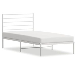 vidaXL Estructura cama sin colch&oacute;n con cabecero metal blanco 75x190 cm