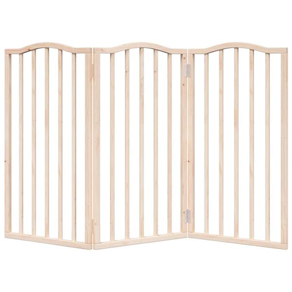 vidaXL Puerta para perros plegable 3 paneles madera de &aacute;lamo 150 cm