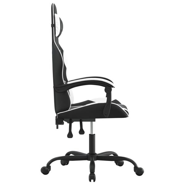 vidaXL Silla gaming giratoria cuero sint&eacute;tico negro y blanco