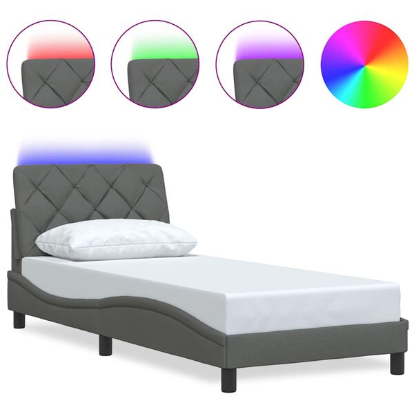 vidaXL Estructura de cama con LED sin colchón gris oscuro 80x200 cm