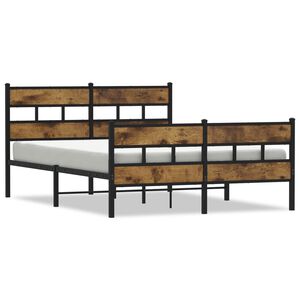 vidaXL Estructura de cama sin colch&oacute;n metal roble ahumado 140x200 cm