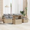 vidaXL Conjunto de sof&aacute; de jard&iacute;n 6 pcs Beige rat&aacute;n sint&eacute;tico