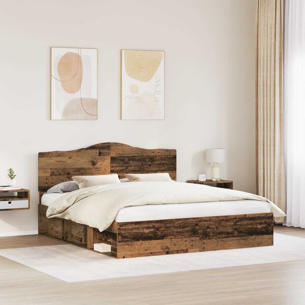 vidaXL Estructura de cama con cabecera Madera vieja 200 x 200 cm