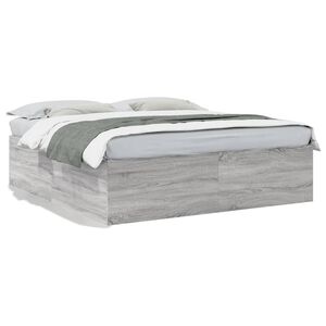 vidaXL Estructura de cama madera de ingenier&iacute;a gris Sonoma 200x200 cm