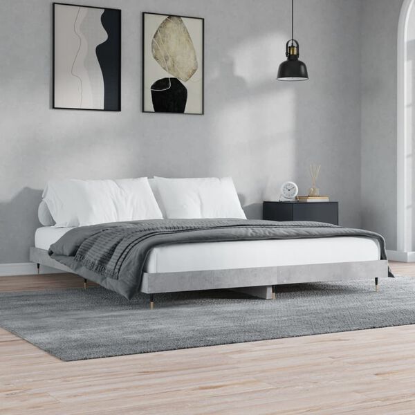 vidaXL Estructura de cama madera de ingenier&iacute;a gris hormig&oacute;n 200x200cm