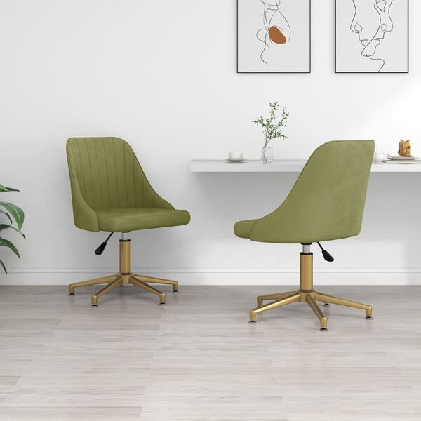 vidaXL Sillas de comedor giratorias 2 unidades terciopelo verde claro