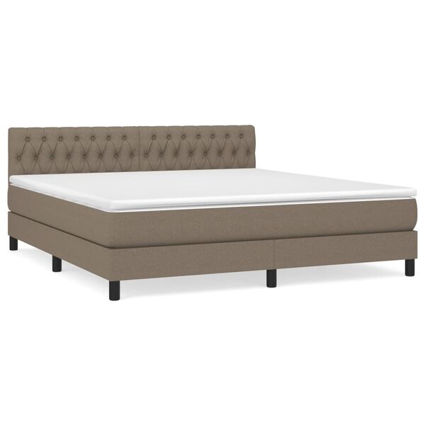 vidaXL Cama box spring con colch&oacute;n tela gris taupe 180x200 cm