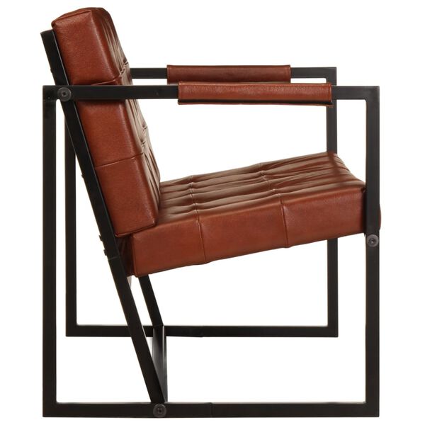 vidaXL Sofá de 2 plazas cuero auténtico de cabra marrón