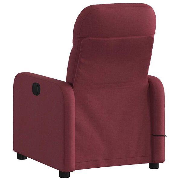 vidaXL Sill&oacute;n de masaje reclinable de tela color vino tinto