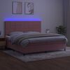 vidaXL Cama box spring colch&oacute;n y LED terciopelo rosa 200x200 cm